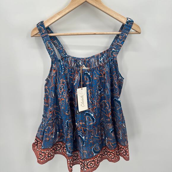 CLEOBELLA NWT Daya Organic Cotton Sleeveless Blouse Top in Lazuli Blue // S - Picture 12 of 14